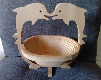 Wooden Collapsible 'Dolphin Bowl'