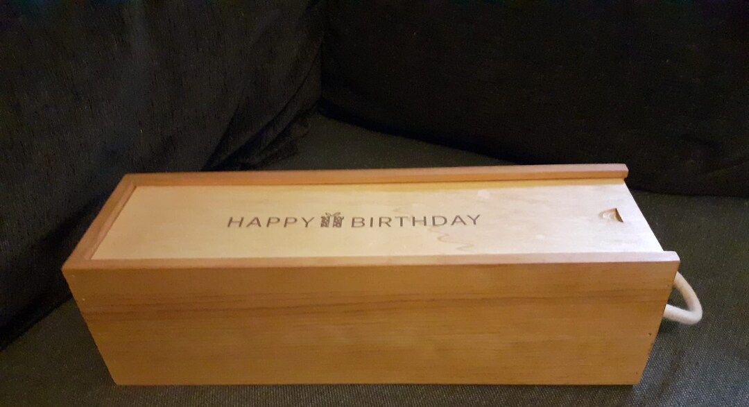 Happy Birthday Pine Gift Box for Wine/spirit Bottle Etsy