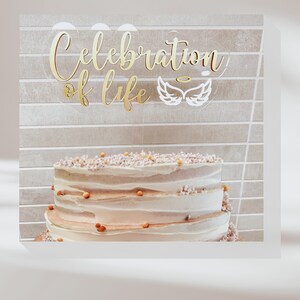Celebration of Life, Cake Topper, Heavenly Birthday, Gold Topper