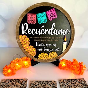 Signo redondo de Ofrenda, Día de Muertos, Recuerdame, Recuérdame, Recuerdo del Diá de los Muertos, Decoración conmemorativa, Cartel de Papel Picado