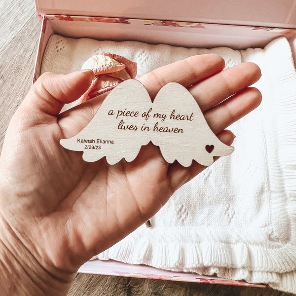 Caja de recuerdos, Alas de ángel personalizadas, Aborto espontáneo, Pérdida de niños, Recuerdo, En memoria amorosa, Regalo de recuerdo, Duelo, Nacimiento muerto