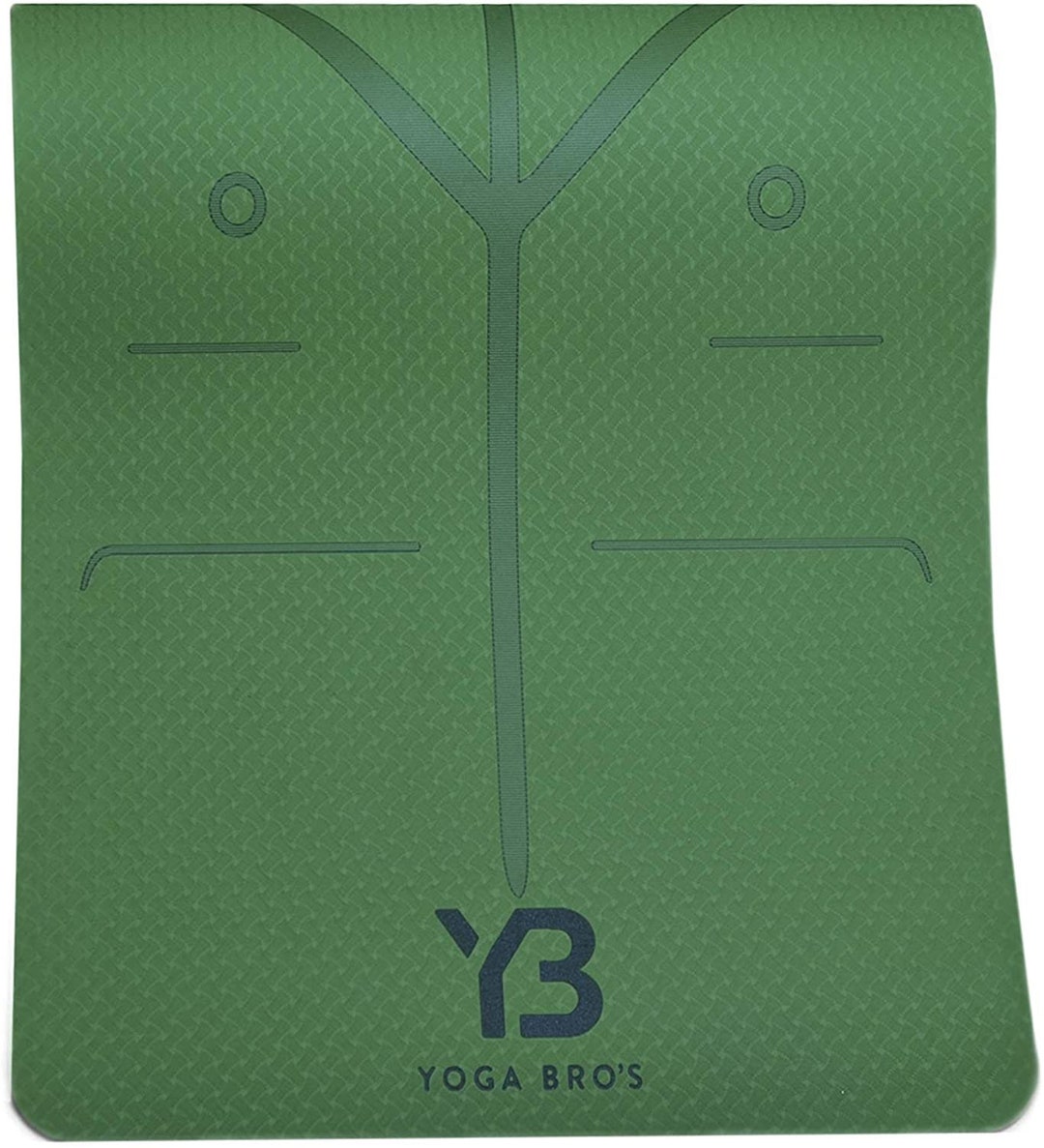 Yoga Bro's Green TPE Yoga Mat, Alignment Lines, Textured for Optimal Grip, Nonslip 61x183cm