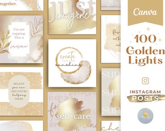 Instagram quotes posts template gold, White and gold Instagram template, Gold luxury instagram posts, Self love quotes IG posts, Positive IG