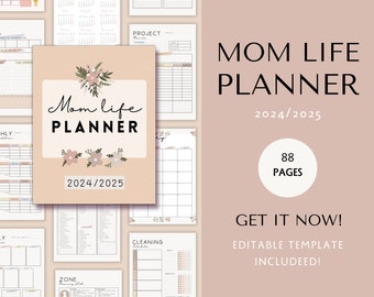 Mom life planner digital, Household planner printable, Home management binder, Mom digital planner iPad, Daily mum planner, PDF life planner