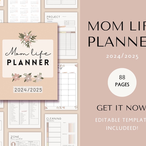 Mom life planner digital, Household planner printable, Home management binder, Mom digital planner iPad, Daily mum planner, PDF life planner