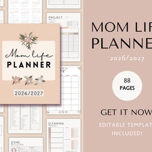 Mom life planner digital, Household planner printable, Home management binder, Mom digital planner iPad, Daily mum planner, PDF life planner image 1