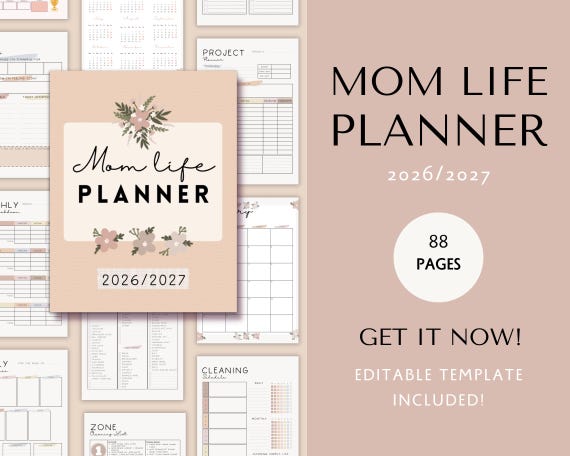 Mom life planner digital, Household planner printable, Home management binder, Mom digital planner iPad, Daily mum planner, PDF life planner