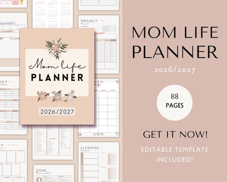 Mom life planner digital, Household planner printable, Home management binder, Mom digital planner iPad, Daily mum planner, PDF life planner image 1