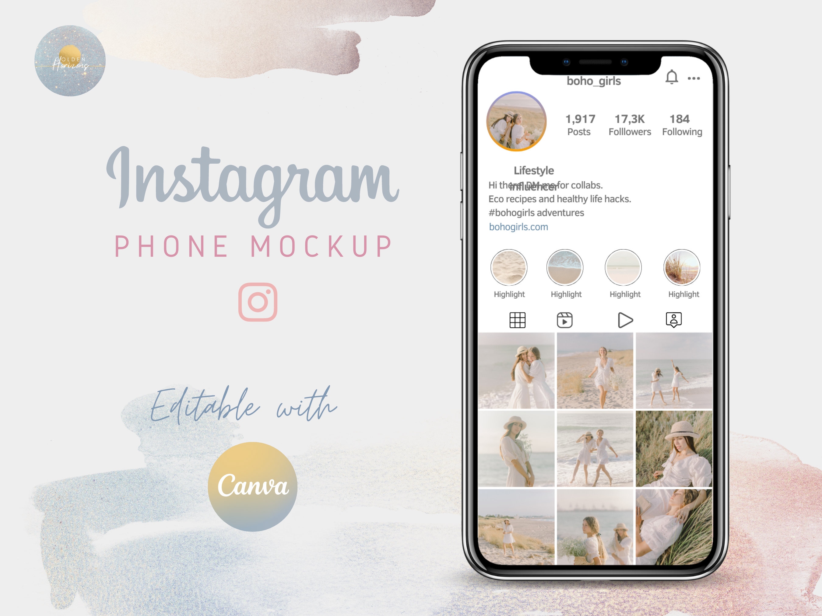 Instagram iPhone Mockup Canva Template, Editable Instagram Mockup, Easy ...