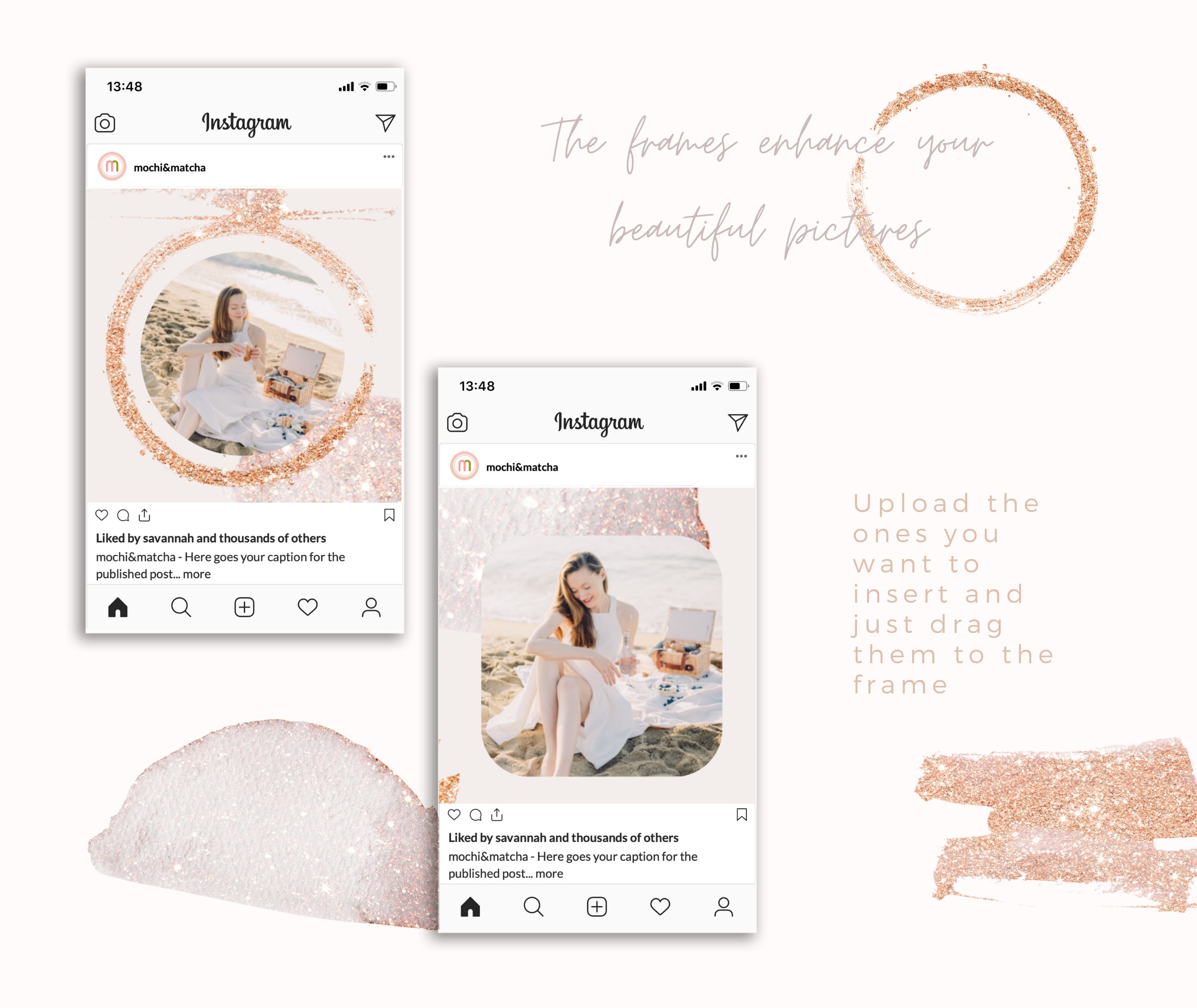 Rose Gold Glitter Instagram Puzzle, Influencer Canva Instagram Puzzle