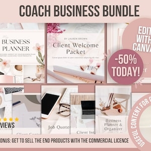 Coach business bundle, Coach services templates, Coach business toolkit, Coach welcome client packet template, Coaching lead magnet workbook