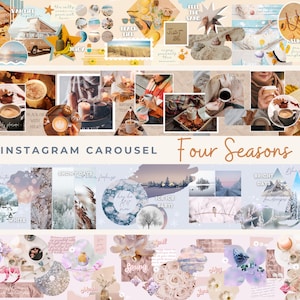 Instagram Karussell Vorlage für Canva, Fotocollage für Instagram, Retro Instagram Posts Karussell, Vintage Instagram Posts, Saisonale Posts