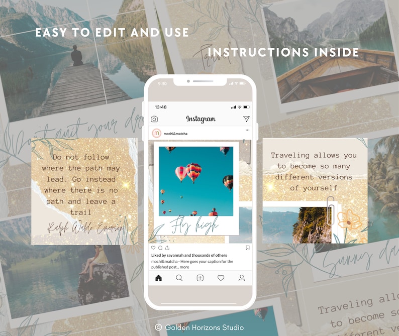 Wanderlust Instagram Template for Travel Agent Travel Instagram Template for Canva Green