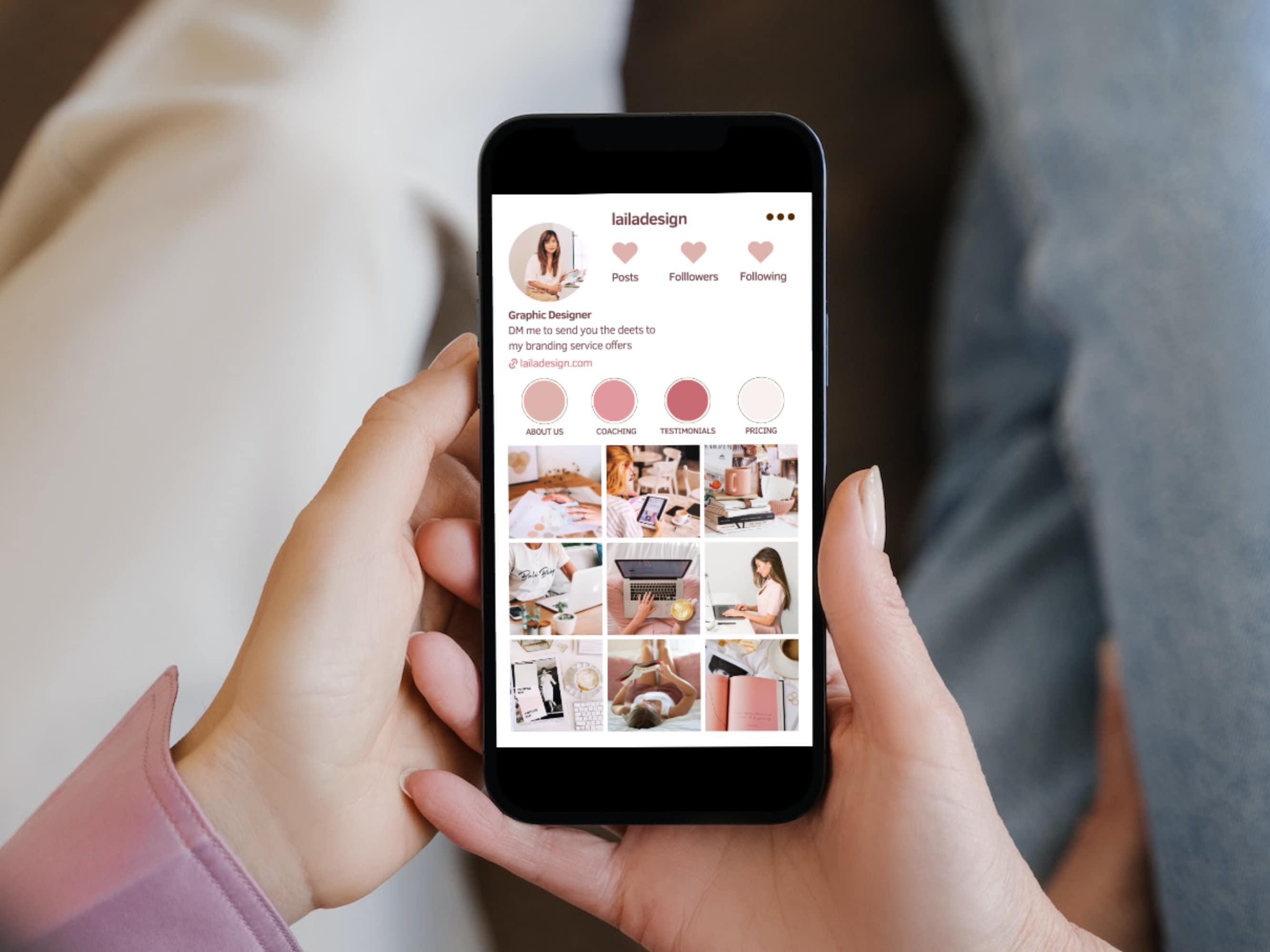 Instagram Business Card Pink, QR Code Business Card Template, Designer ...