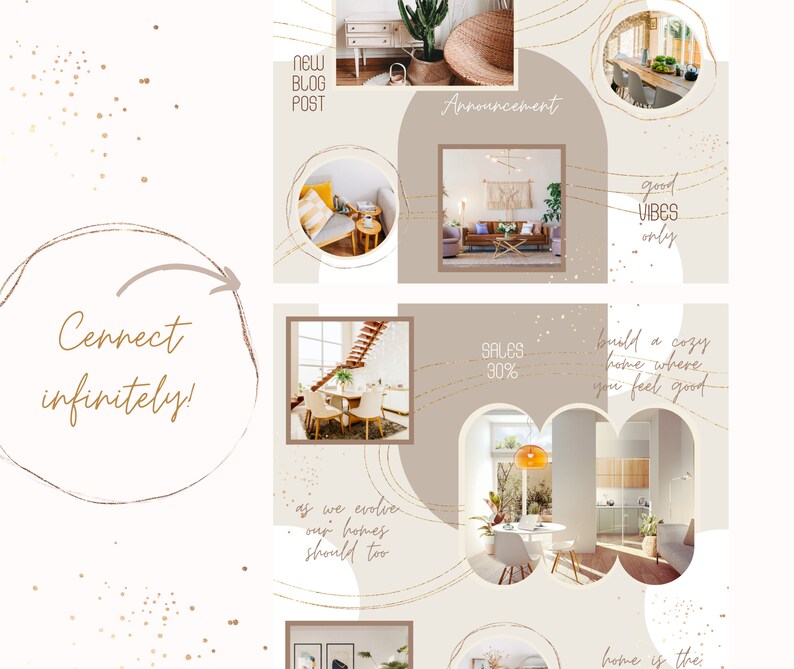 Home Decor Instagram Canva Template, Minimal Beige Interior Design ...