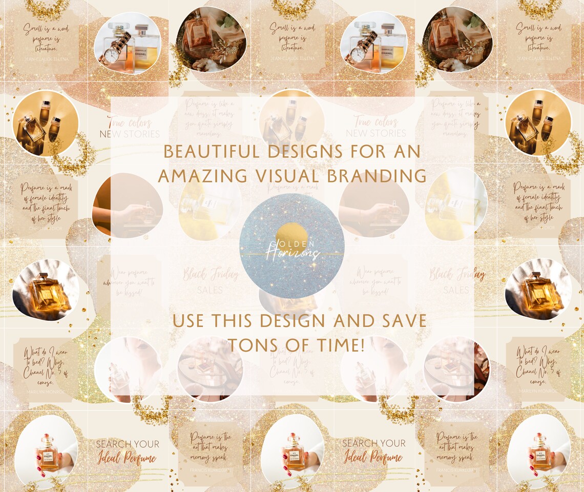 Gold Glitter Instagram Canva Template for Beauty Business Etsy