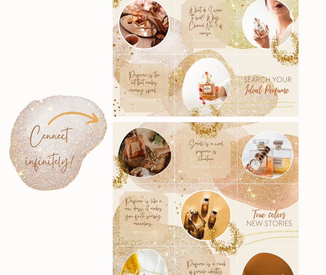 Gold Glitter Instagram Canva Template for Beauty Business Etsy