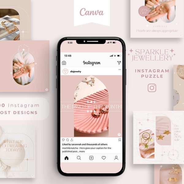 Jewellery Instagram posts, Jewelry business branding, Necklace Instagram template, Chic Instagram, Jewellery social media, Jewel templates