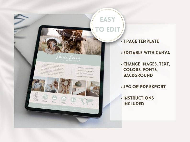 Photographer Media Kit Template for Canva Photographer Etsy