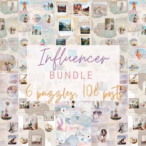 Influencer Instagram bundle Canva templates, Lifestyle blogger Instagram posts kit, Coaching pastel Instagram puzzles, Woman Instagram pack