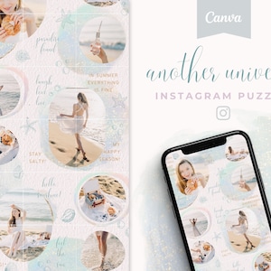 Turquoise Instagram puzzle template, Beach Instagram post, Blue ocean Instagram, Lifestyle influencer Canva template, Sea Instagram, Blue IG