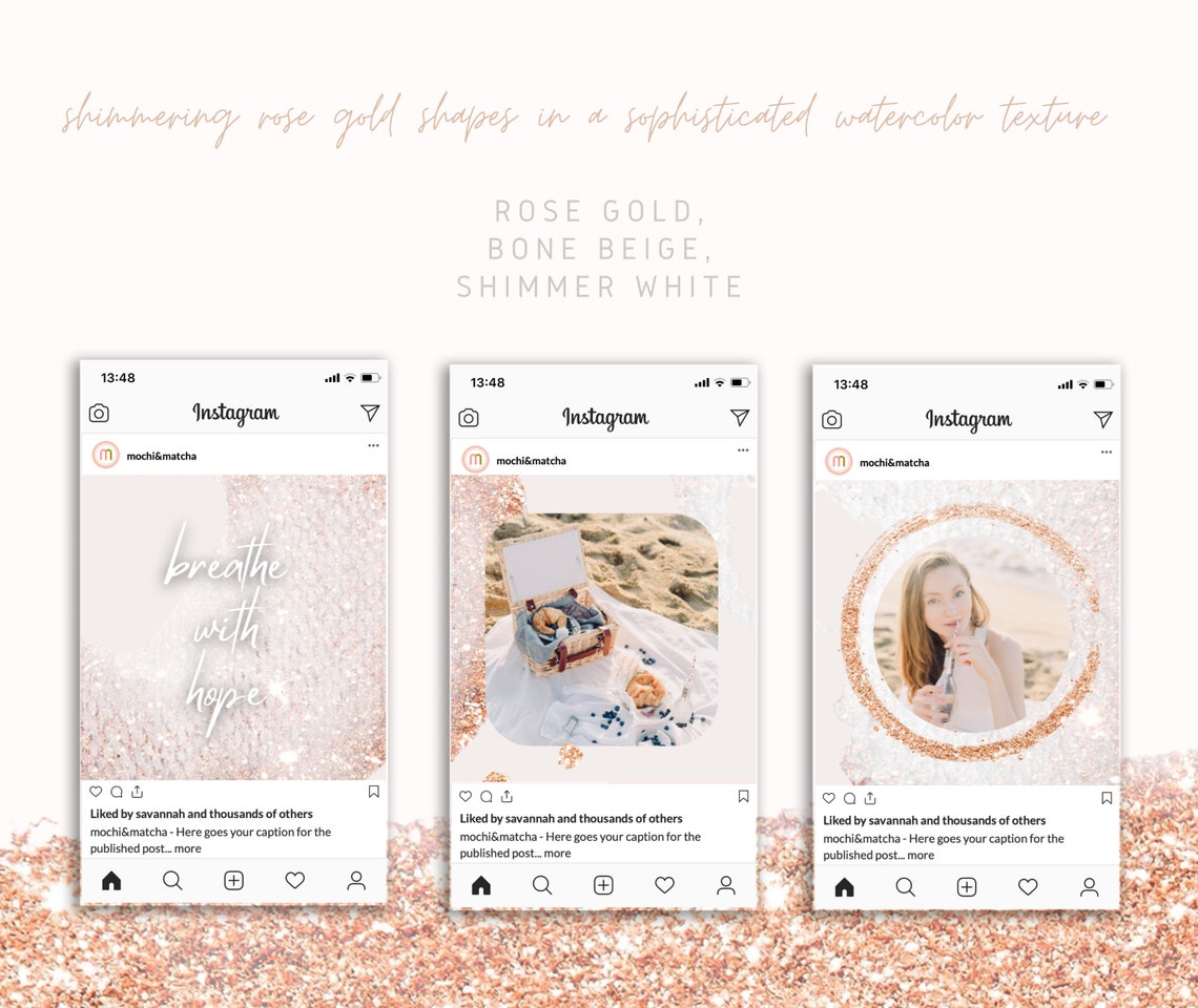 Rose Gold Glitter Instagram Puzzle, Influencer Canva Instagram Puzzle