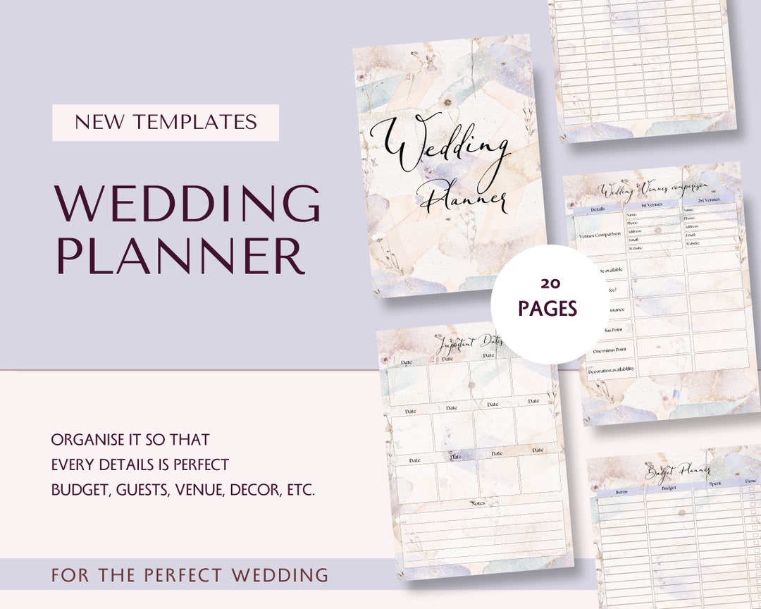 Printable Wedding Planning Book, Wedding Planner Template Canva