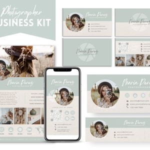 Photographer business bundle templates, Media kit and rate card, Email signature Canva template, Photographer digital business card template