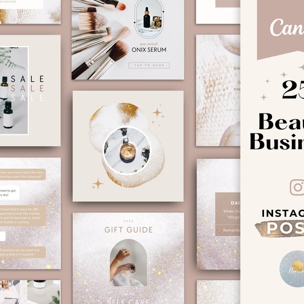 Elegant Instagram posts beige, Luxury Instagram post, Minimalist Canva template brown, Minimalist elegant Instagram, Glitter Instagram beige