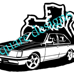 May include: Black and white illustration of a sedan with a stylized design. The car is depicted in profile, with details like the wheels and windows visible. The text "e square designs" is overlaid on the image.
