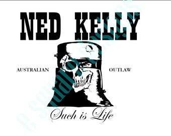 Ned Kelly Skull Helmet SVG with Text wall art t shirt design digital download