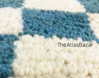 Light Blue Checkered Rug - Etsy