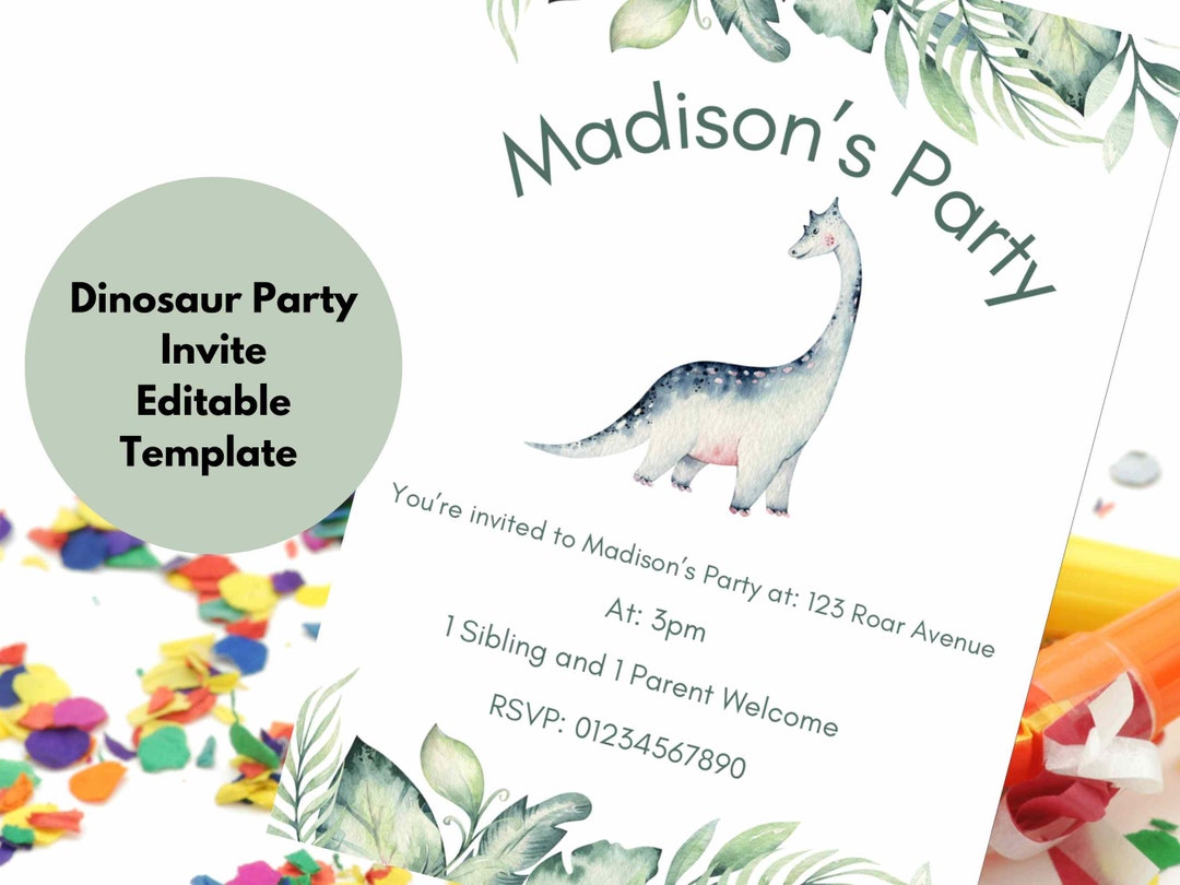 Dinosaur Party Invitation Printable Download Print Your Own Party Invites Dinosaur Theme Party