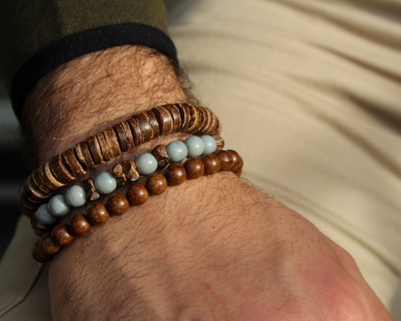 Stress Anxiety Relief Mens Healing Crystal Reiki Olive Wood Bracelet –  Spiritual Diva Jewelry