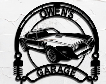 Pontiac Firebird personalized sign custom metal wall art for garage decor