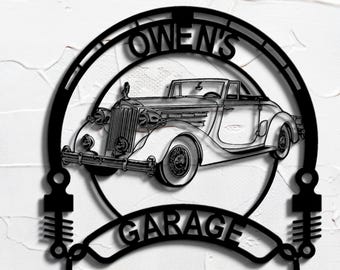 1933 Cadillac V16 personalized sign | classic metal garage decor