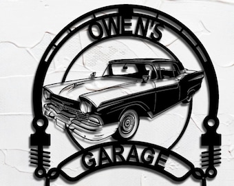 1957 Ford Fairlane 500 Personalized Metal Sign | Vintage Car Garage Decor