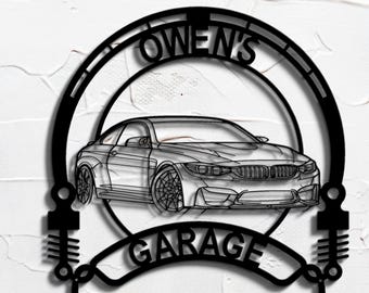 m4 f82 personalized sign front angle metal wall art custom garage decor