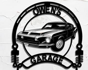 1968 Ford Mustang Shelby GT500 personalized sign custom metal wall art for garage decor