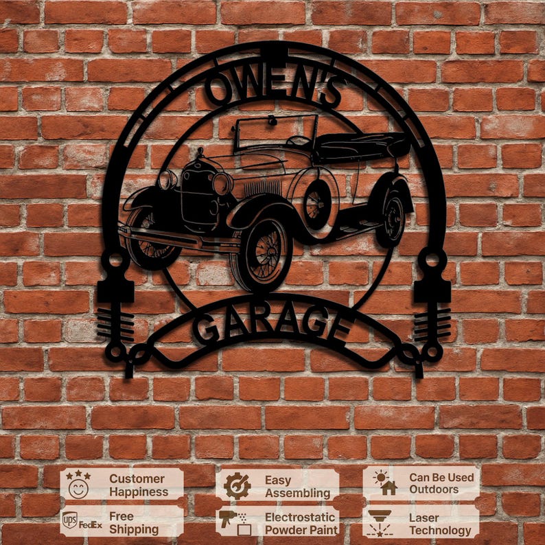 Model T Signage 1929 Ford Model T Personalized Sign Custom Metal Wall Art for Garage ...