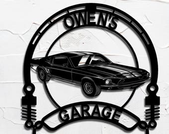1968 Ford Mustang Shelby GT500 personalized sign | custom metal garage decor | wall art gift