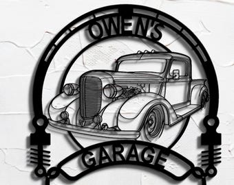1938 pickup personalized sign angle metal wall art custom garage decor