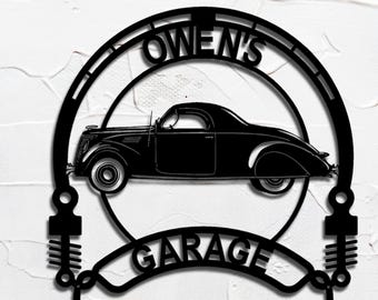 1937 Lincoln Zephyr Personalized Metal Sign | Vintage Car Garage Decor
