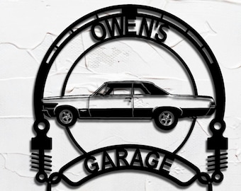 1965 Pontiac GTO personalized sign | custom metal wall art | vintage car garage decor | home decor gift