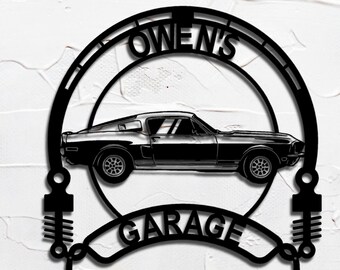 1968 Ford Mustang Shelby GT500 side personalized sign | custom metal wall art | garage decor gift
