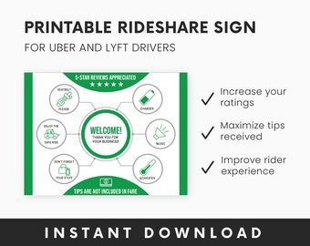 Lyft Decal Green Uber Tip Sign Printable Rideshare Sign Driver Sign Circuit Lyft Decal Green Uber Tip Sign Printable Rideshare Sign Driver Sign Circuit