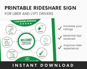 Lyft Decal Green Uber Tip Sign Printable Rideshare Sign Driver Sign Circuit Lyft Decal Green Uber Tip Sign Printable Rideshare Sign Driver Sign Circuit