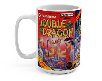 Double Dragon 1, 2, and 3 15oz mug Nintendo mugs, classic video game mugs, NES mugs, cool trendy video game mugs, 8 bit