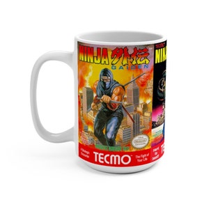 Ninja Gaiden 1, 2, and 3 Nintendo mugs, classic video game mugs, NES mugs, cool trendy video game mugs, 8 bit