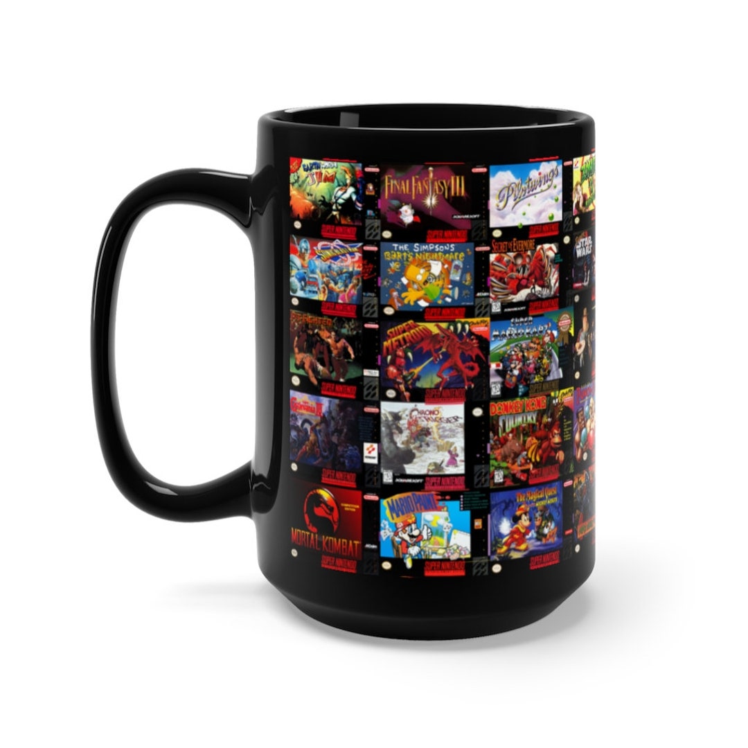 Super Nintendo Games Collection Mug Classic Video Game Mugs Etsy